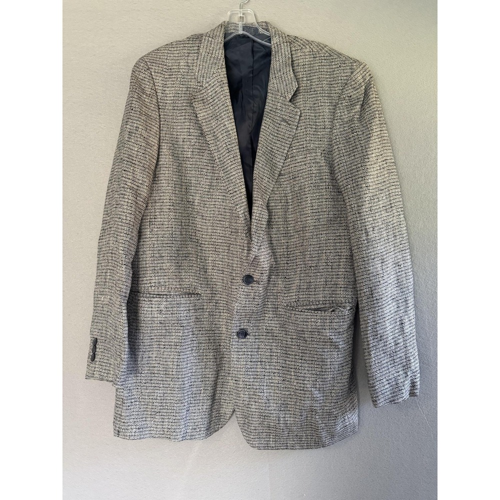 Modena Blazer Sport Coat Mens 40 Gray Silk Check Tweed Classic Business Jacket